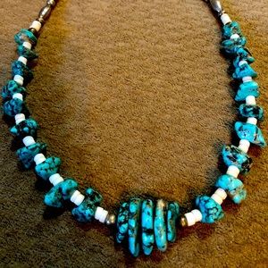 Vtg turquoise, sterling silver Heishi necklace